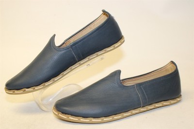 Rafik Made By Hand Womens EUR 38 US 8 Blue Leather Slip On Flats Espadrilles