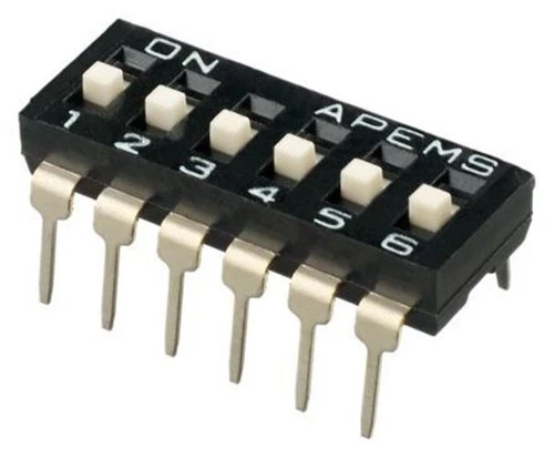 Pack 3, 6 Way Through Hole DIP Switch SPST Raised Actuator Slide Actuator apem