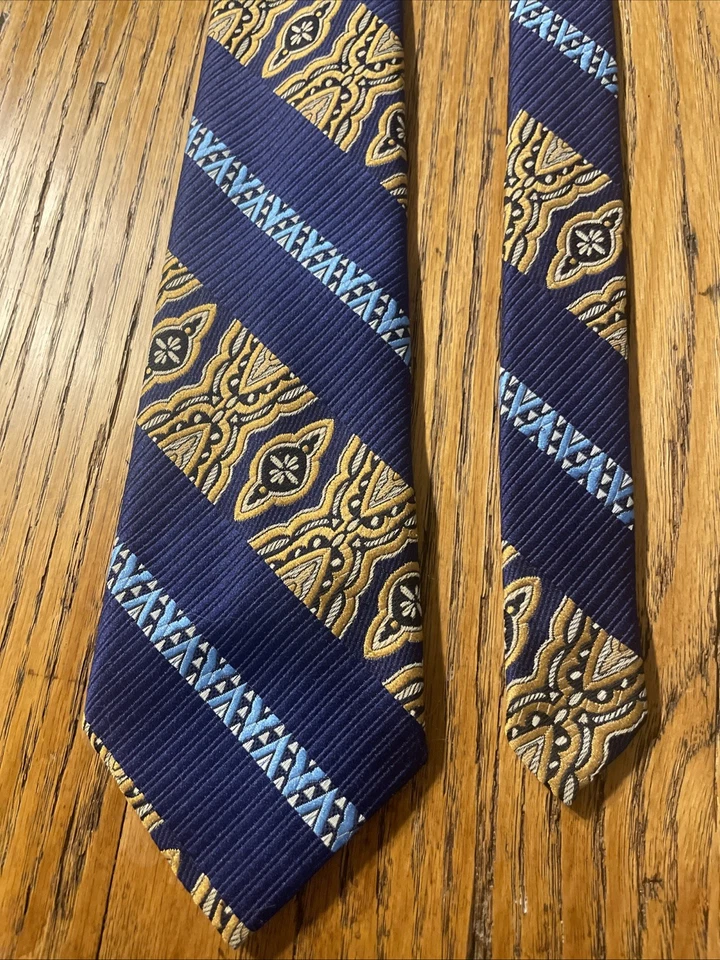 Винтажный 60-е 70-е Como Италия Для Haband Геометрический Плетеный Мод Галстука из Полиэстера - Изображение 4 из 4