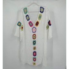 Womens Boho Crochet Granny Square Trim Cover ...