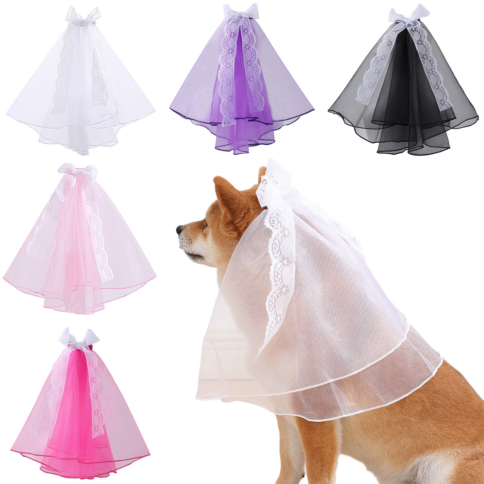 Accessori matrimonio cane gatto animale domestico copricapo compleanno per matrimonio con clip pizzo foto 4