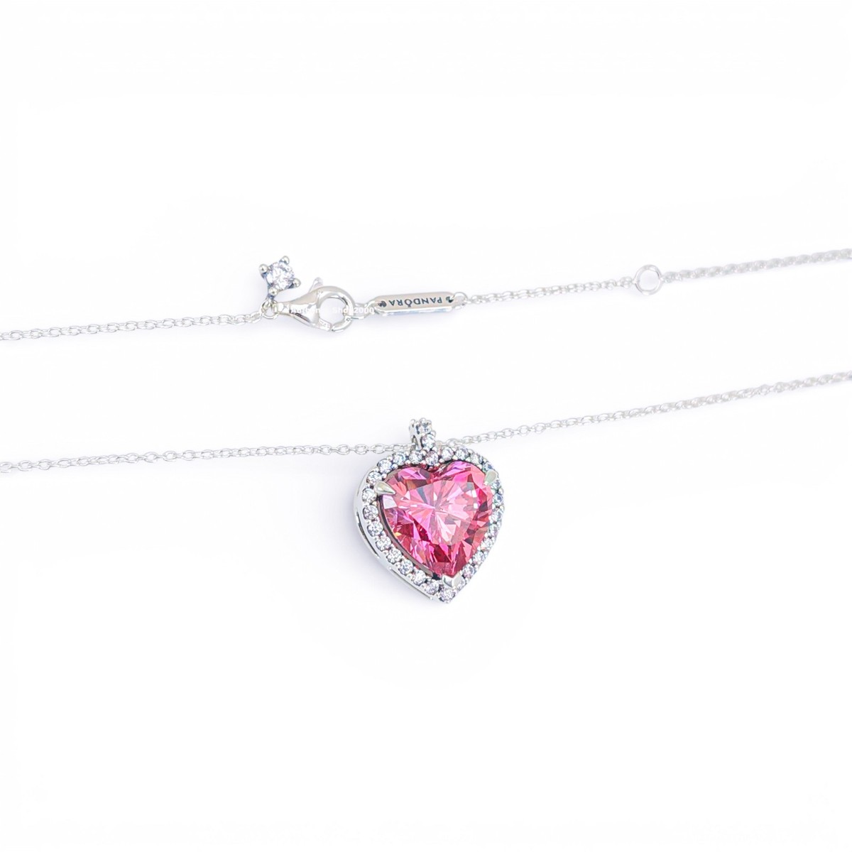 100% Genuine PANDORA 925 Pavé CZ Pink Halo Oversized Heart