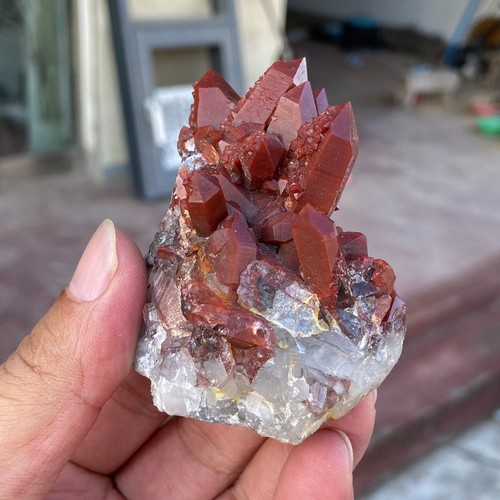 120g Raro Cristallo di Quarzo Rosso Naturale Grappolo Esemplare Minerale Guarigione - Foto 7 di 14