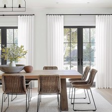 Ivory white pleated curtains, 90 inches long, colored linen curtains,