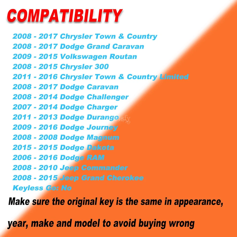 2 Remote Key Fob 6B For Dodge Grand Caravan Chrysler Town & Country +Programmer - Изображение 2 из 4