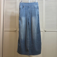 NWT HALARA Light Blue Wide Leg Flex Stretch Blue Lightweight Jeans Large Petite