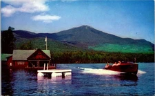 Lake Placid New York George & Bliss Boat Tours Chris Craft Boat Postcard