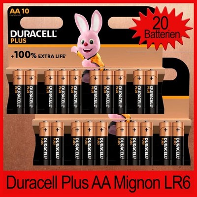 20 x Duracell Plus AA Mignon MN1500 LR6 Batterien NEU