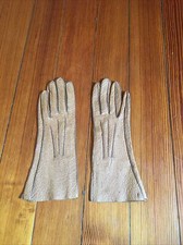 Vintage Tan Genuine Peccary Pig Skin Leather Gloves Size 6 1/2 Kids Small 