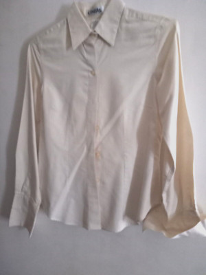 Cintas Women's Ivory Dart Fit LS Button Cuff  Blouse Size 6   See measure 36 x24