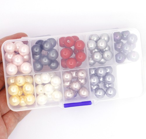 90 PIEZAS Mezcla de Color Real Medio Perforado Cáscara Redonda Hágalo usted mismo 10 mm con Caja Cuentas Sueltas - Imagen 3 de 6
