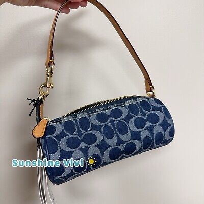 NWT Limited Coach Nolita Barrel Bag Signature Denim Leather Cherry