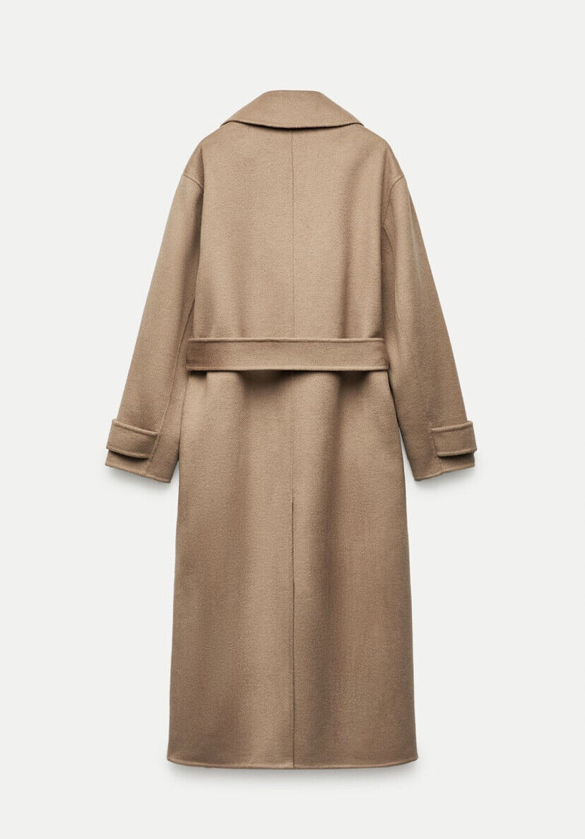 ZARA ZW COLLECTION DOUBLE-FACED WOOL BLEND COAT DARK CAMEL ZARA ZW COLLECTION DOUBLE-FACED WOOL BLEND COAT DARK CAMEL