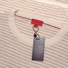 Isaia NWT Lightweight Sweater Size Medium in Beige/Cream Stripes Cashmere  Silk