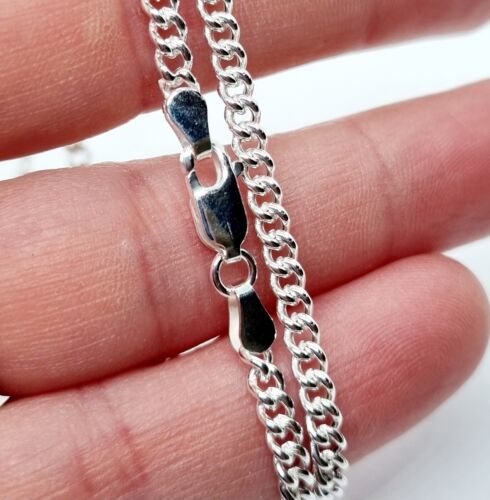 Collar de cadena de plata esterlina bordillo Rolo caja eslabón 925 estampado - todos los tamaños - Imagen 31 de 58