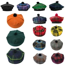 Men’s Women’s Highland Tam O' Shanter Hat/Cap Bonnet Scottish Tammy Cap One Size
