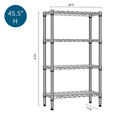 MZG 1000 lbs 4 Tier Shelf Metal Storage Shelves Shelving Wire Rack 12''*26''*46''