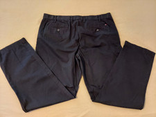 Mens Tommy Hilfiger Khaki Dress Pants 38x32 Black Slack Chino Trouser Cotton