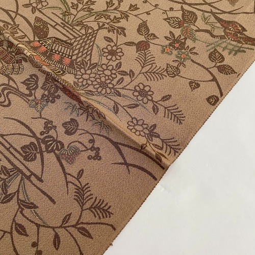 Toffee Cream #B 14x62 LONG Vintage Silk Chirimen Japanese Kimono Fabric CH39