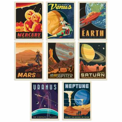 Solar System Planets Vinyl Sticker Set of 8 Space Travel Sci Fi Decals