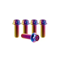 Rison Titanium Bolts M6 Hex Head Dual Drive Drilled Flange Bolts Race Spec 5PCS