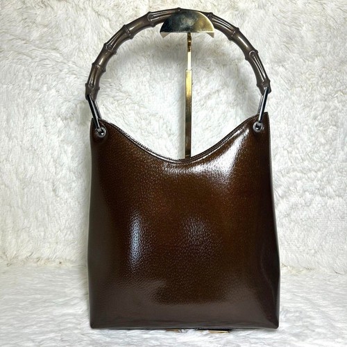 Gucci Bamboo Handbag One Shoulder Tote Bag Brown Leather Women's from Japan - Picture 3 of 12