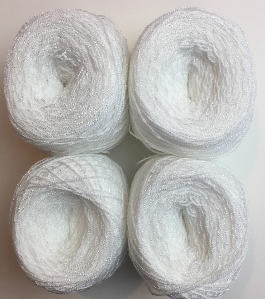 Crystal Lace yarn. Color 01- Acrylic/Rayon. 900 yards per ball. 1 lot of 4. - Image 3 of 4