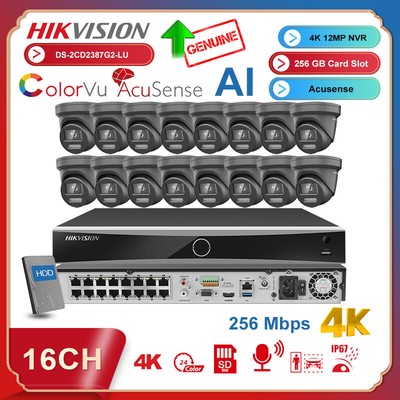 Hikvision 4K 16CH PoE CCTV System 8MP IP Camera ColorVu AcuSense AI 12MP NVR Lot