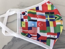 2 Pack Wonderful World Flags Fashion Face Mask Adult Unisex, Washable 