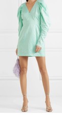 Rotate Birger Christensen Gathered Matte Satin Dress Mint Green Sz 0 sale!