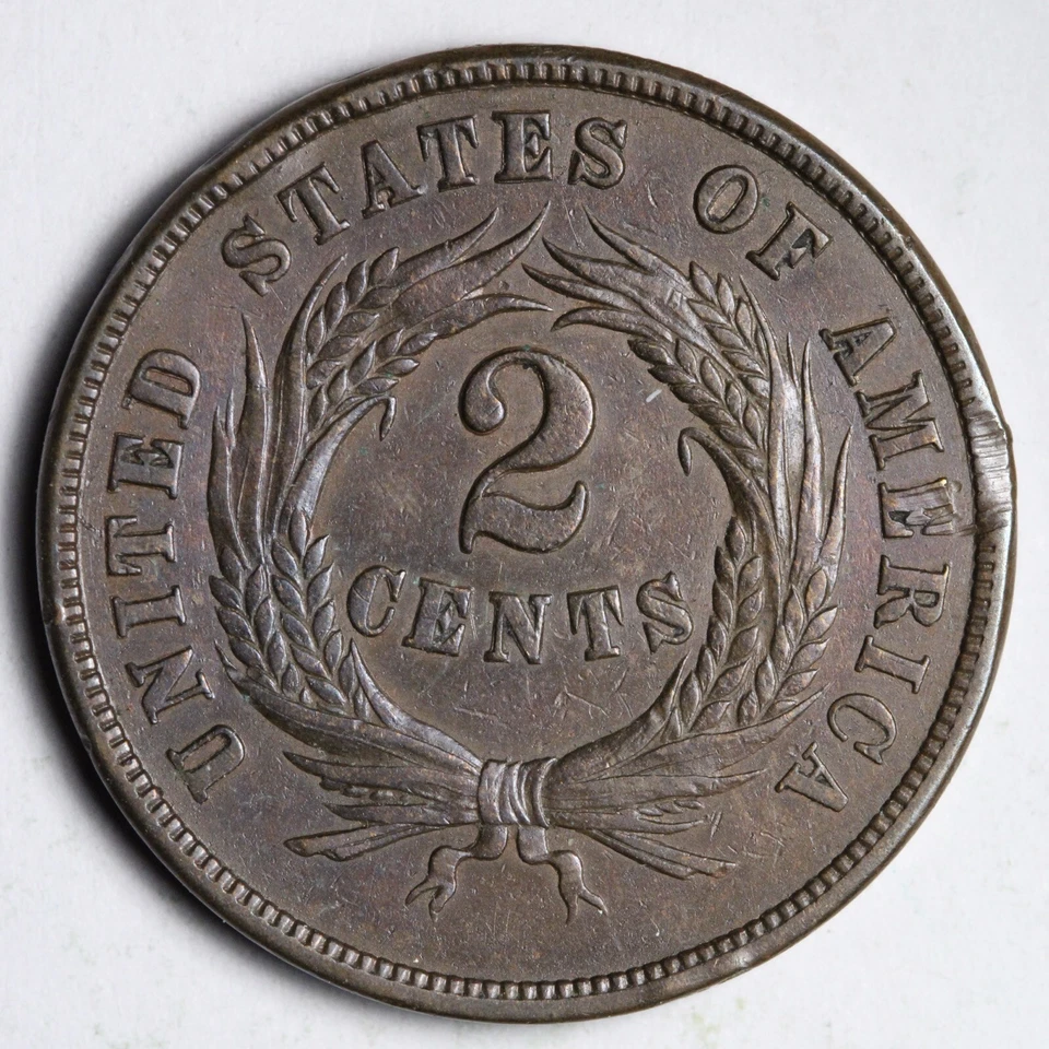 1865 Two Cent Piece UNC *UNCIRCULATED* MS E129 GUMY - Image 2 of 2