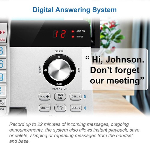Ultimate 3-Handset Cordless Phone with 2300ft Range & Digital Answering System - Zdjęcie 10 z 16