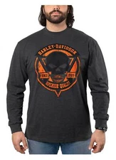 Harley-Davidson Men's Summer Willie G Skull Long Sleeve Shirt - Charcoal