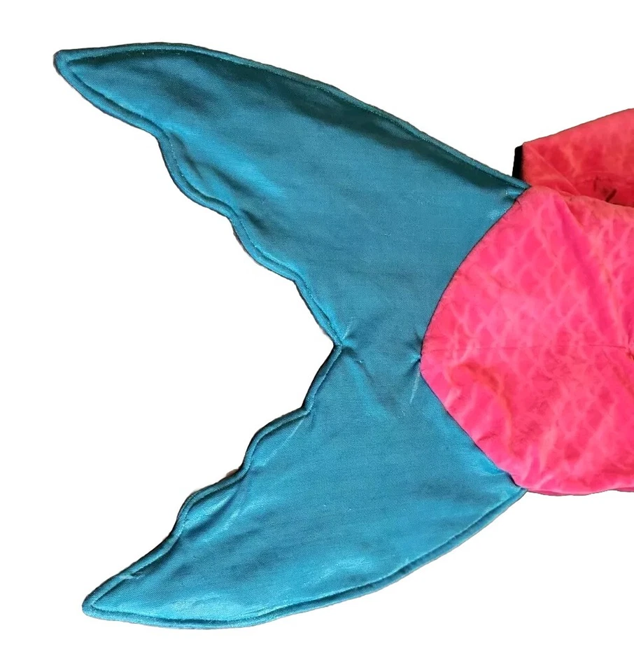 Pink & Shimmery Blue Mermaid Tail blanket With Feet (Fins) Warm Comfy Fun Sleep - Image 2 of 4