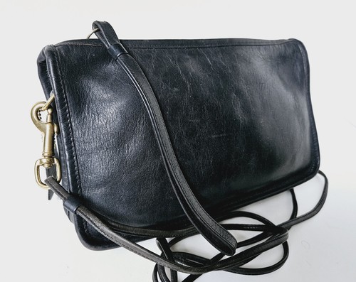 Vintage Coach Zippered Clutch Basic Bag Black Leather 9455 USA - Picture 2 of 13