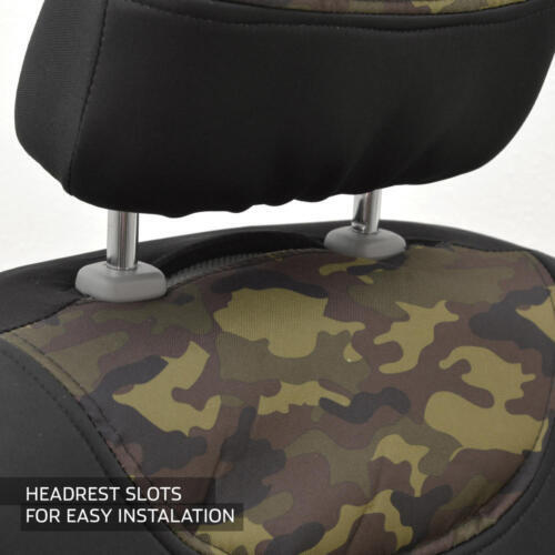 Thick Camouflage Front Car Bucket Seat Covers - Sideless & Waterproof Camo/Black - Picture 7 of 8