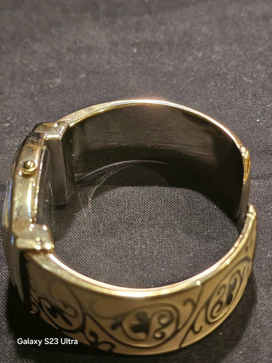 POV Bracelet Watch in Gold with clear crystals. P.O.V. Quartz Gold Tone and Tan Bangle Bracelet Watch with  main image 3