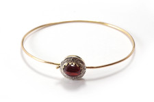 Bracelet fil jonc grenat en or rose 18k et argent, fermoir ancien, remontage