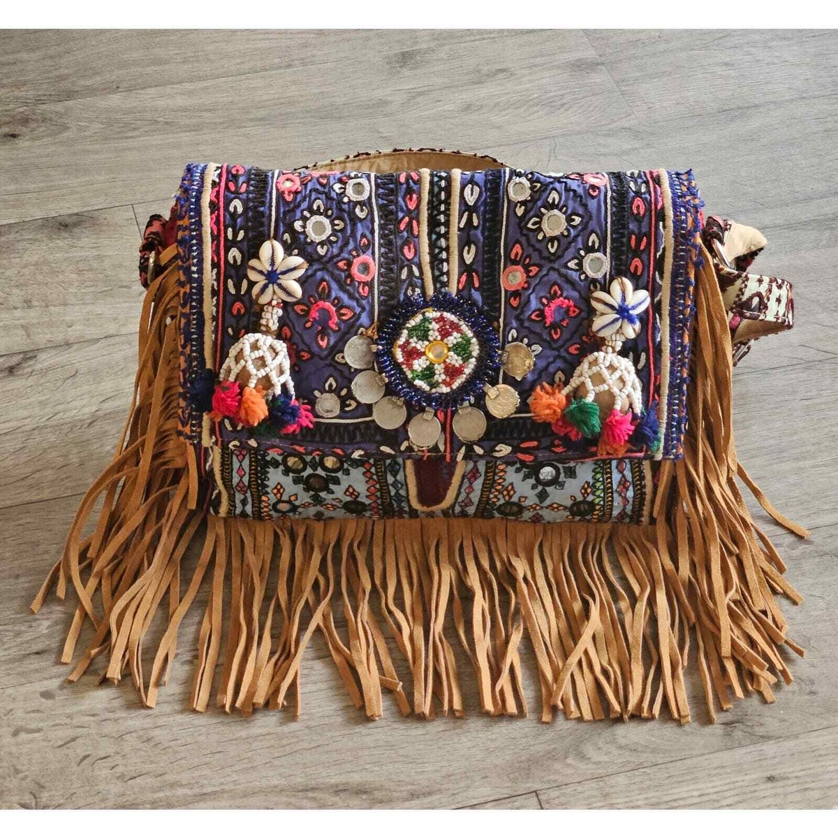 Boho Authentic Made in India Multicolor Beaded Crossbody Shoulder - Main Image