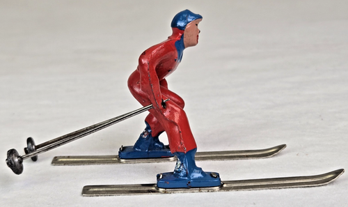 Barclay B190 #495 Mann auf Ski (roter Anzug) 2 1/4" hoch Druckguss USA top - Bild 5 von 12