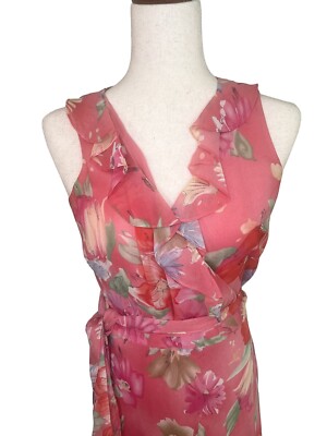 Lauren Ralph Lauren 100% Silk Dress Womens 4 Pink Floral