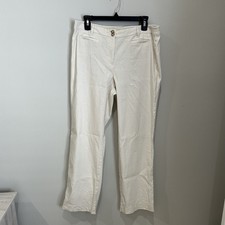 J. Jill Pants Women 12 White Stretch Linen Blend Trouser Resort Costal