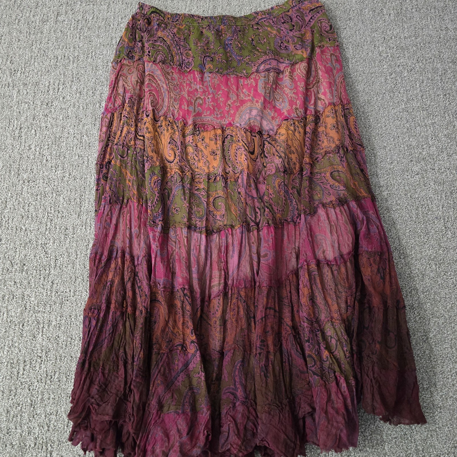 Solitaire Patchwork Paisley Boho Tiered Maxi Skir… - image 1