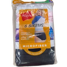 Hanes Women's Microfiber Bikini Panties 6-Pack Size 7 Assorted Tagless Cool Comf