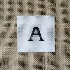 Finished Completed Cross Stitch Mini Monogram Initial Letter A Piece