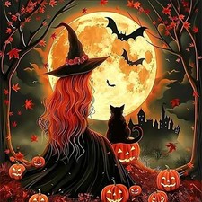 Witch Diamond Art Kit for Adults Halloween DIY Painting Craft Decor