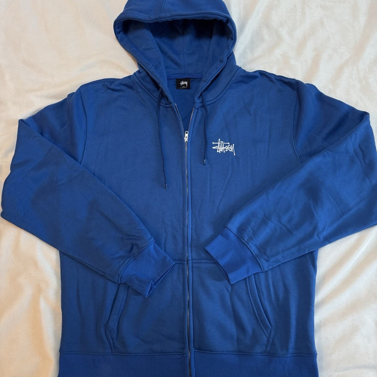 Stussy Basic Zip Up Hoodie Blue Size XXL Men's Guaranteed