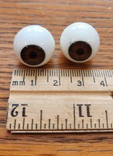 Vintage Brown Doll Eyes Pair Craft Assemblage Sculpture Replacement