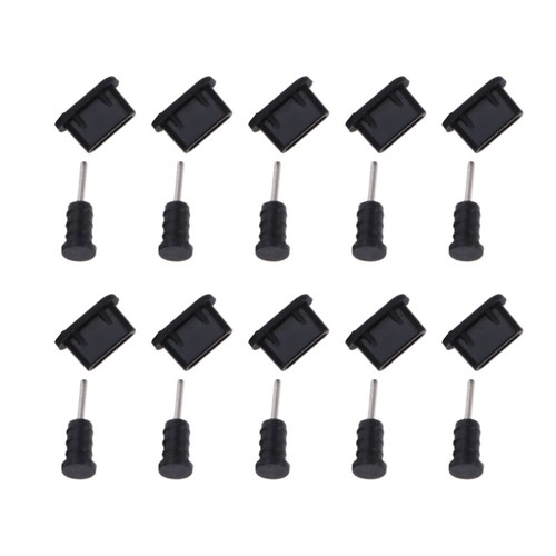 10 Pairs USB C Anti Dust Protective Cover Silicon Port Cover(Black) - 第 7/21 張圖片