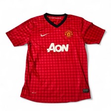 Manchester United Jersey 2012-13 Home Nike Gingham Aon Red Mens Large EPL Vtg
